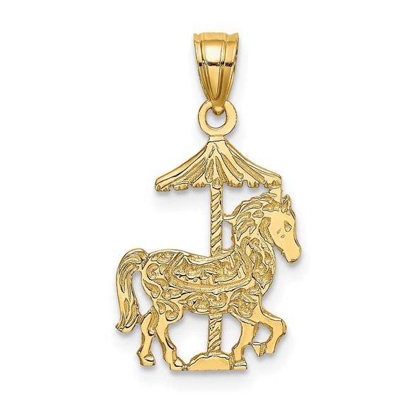 14k Yellow Gold Carousel Equestrian Fine Jewelry Horse...